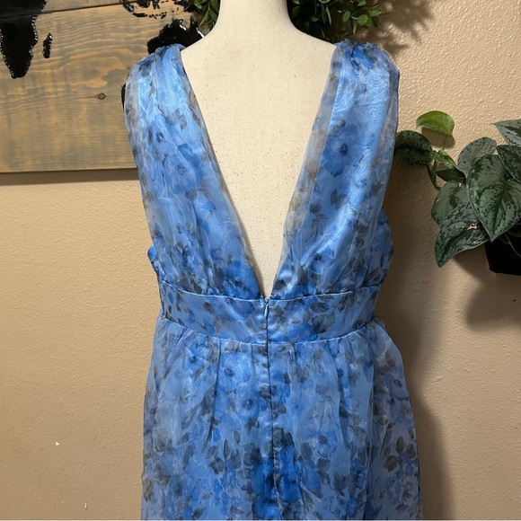 Lulus Garden of Passion Blue Floral Print Organza Maxi Dress - Picture 5 of 8
